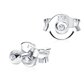 Ball Shaped With CZ Stone Silver Ear Stud STS-5292